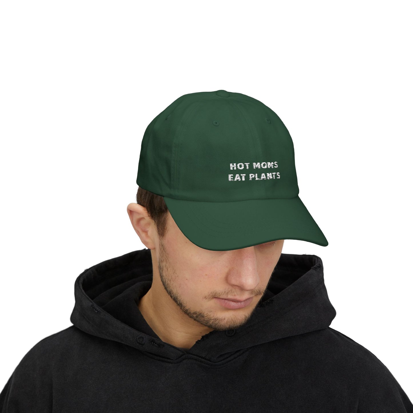 Hot Moms Eat Plants Baseball Cap: Embroidered Dad Cap, Vegan Mom Gift, Plant Powered Hat, Gift for Plant Based Mama