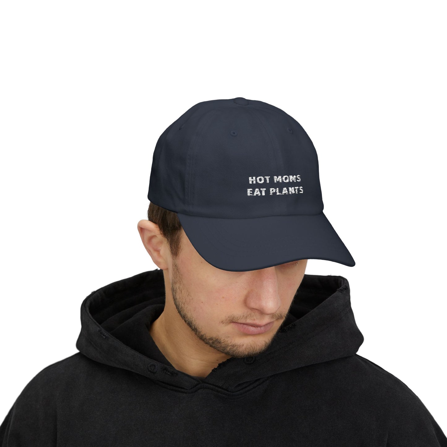 Hot Moms Eat Plants Baseball Cap: Embroidered Dad Cap, Vegan Mom Gift, Plant Powered Hat, Gift for Plant Based Mama