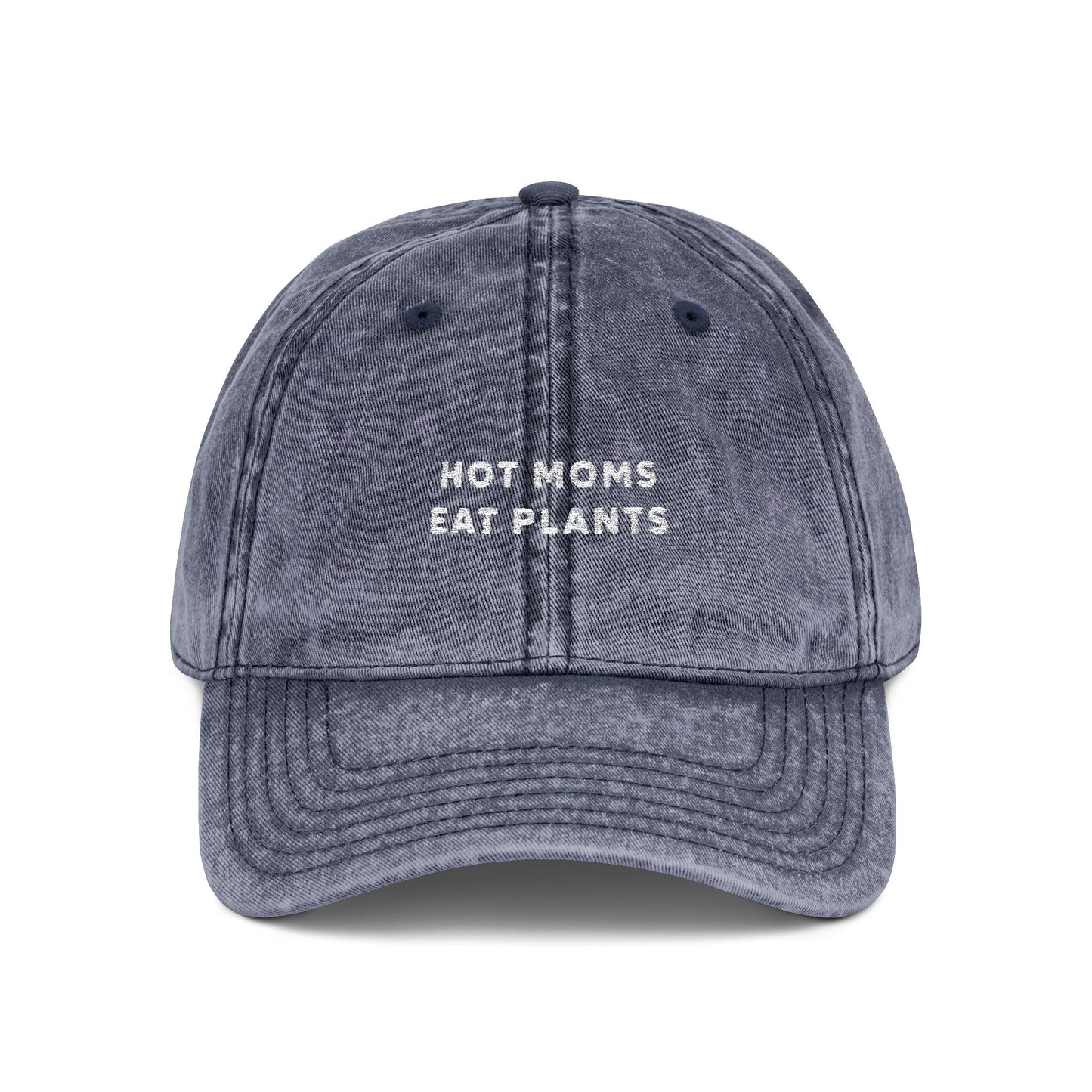 Embroidered Vintage Cap, Hot Moms Eat Plants, Adjustable Baseball Hat, Retro Style, Gardening Mom Gift, Vegan Mom Fashion