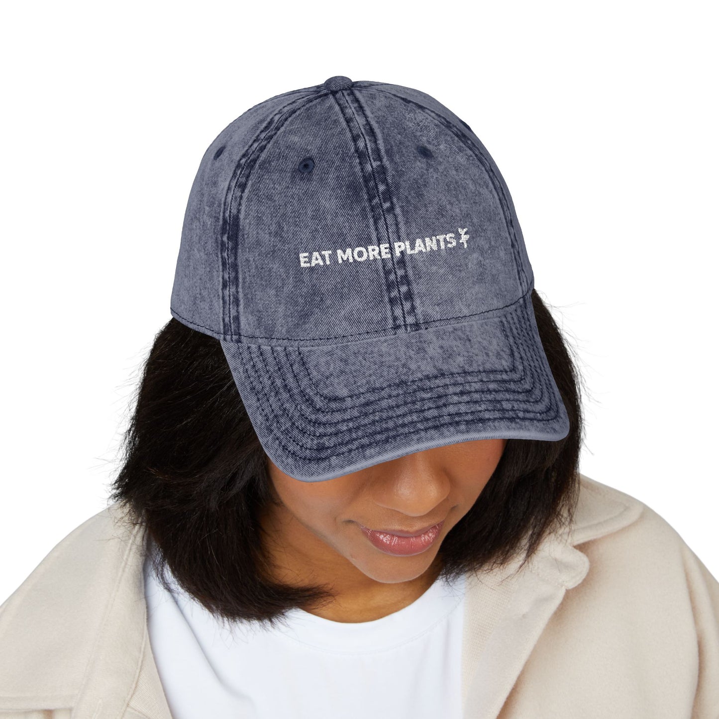 Embroidered Vintage Cap - Eat More Plants Hat